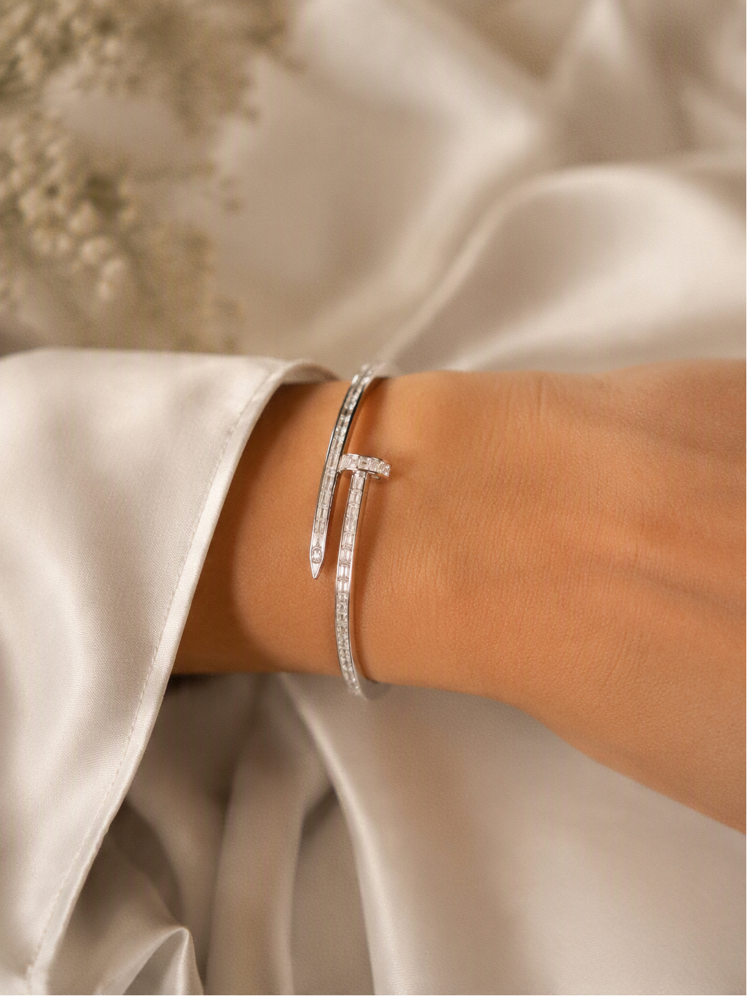 Bracelet clou diamanté -Acier inoxydable