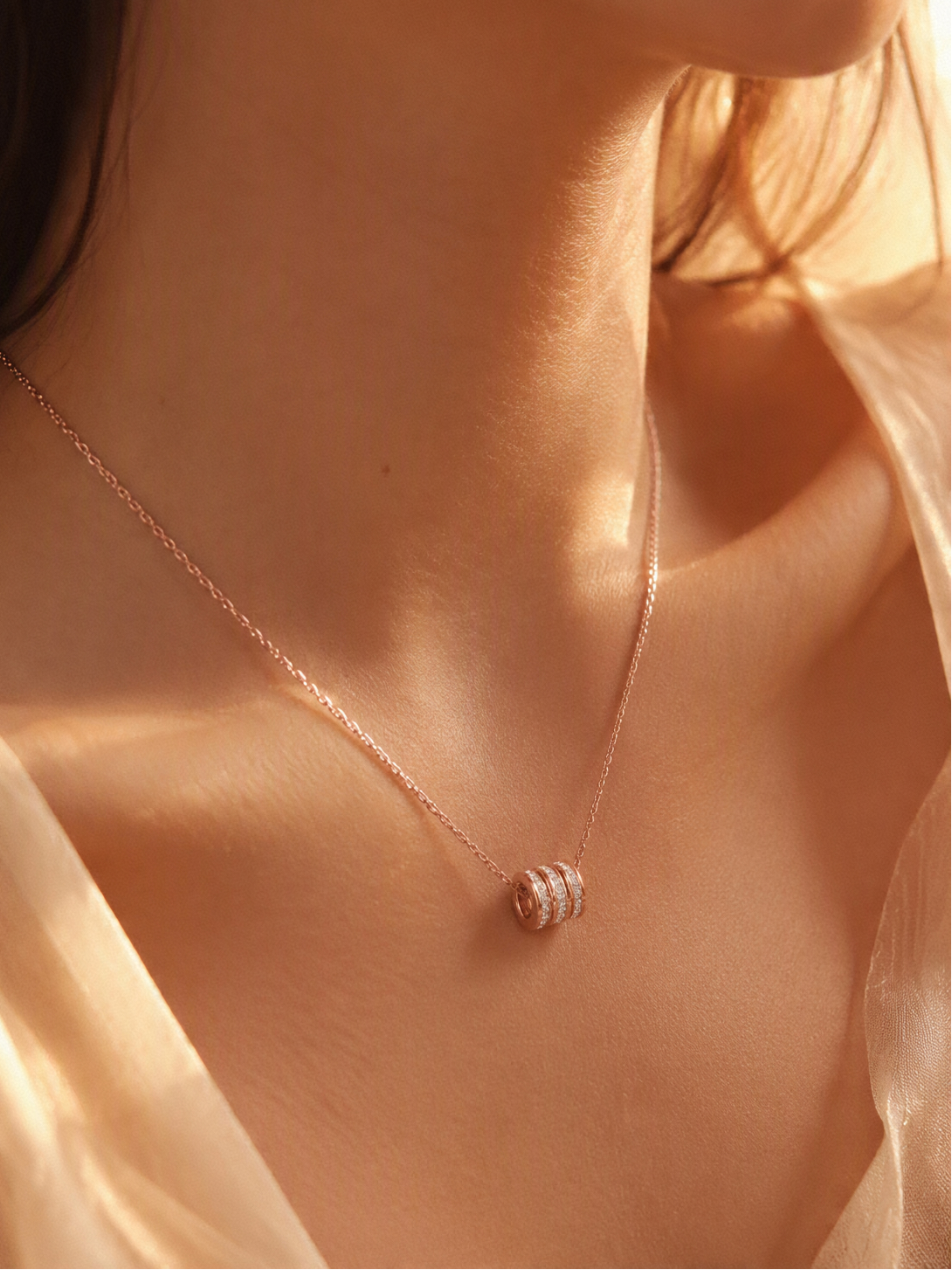 Collier Barillet Triple Anneau - Acier Inoxydable