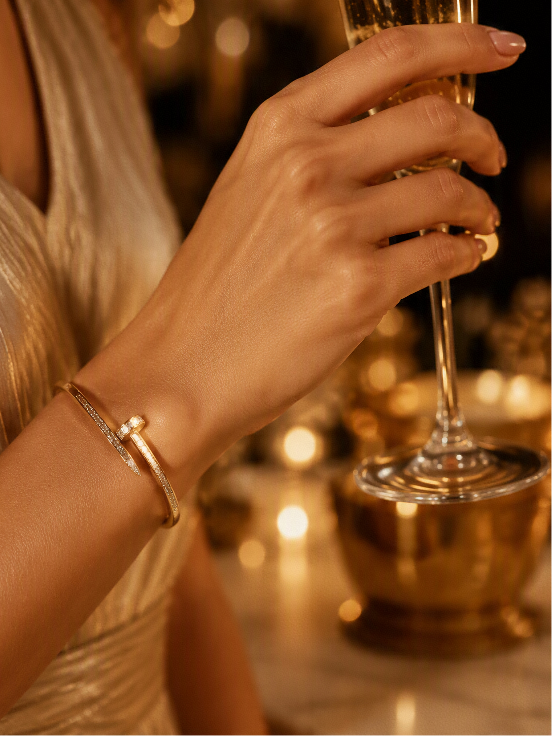 Bracelet clou diamanté -Acier inoxydable