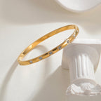 Bracelet jonc orné de pierres - Acier inoxydable