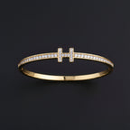 Bracelet "H" orné de pierres - Acier inoxydable