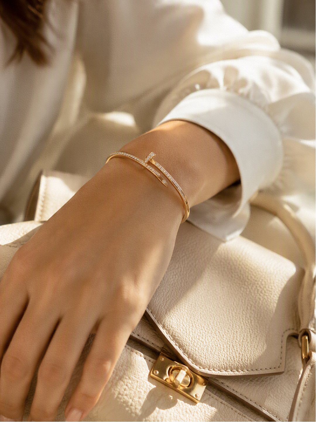 Bracelet clou diamanté -Acier inoxydable