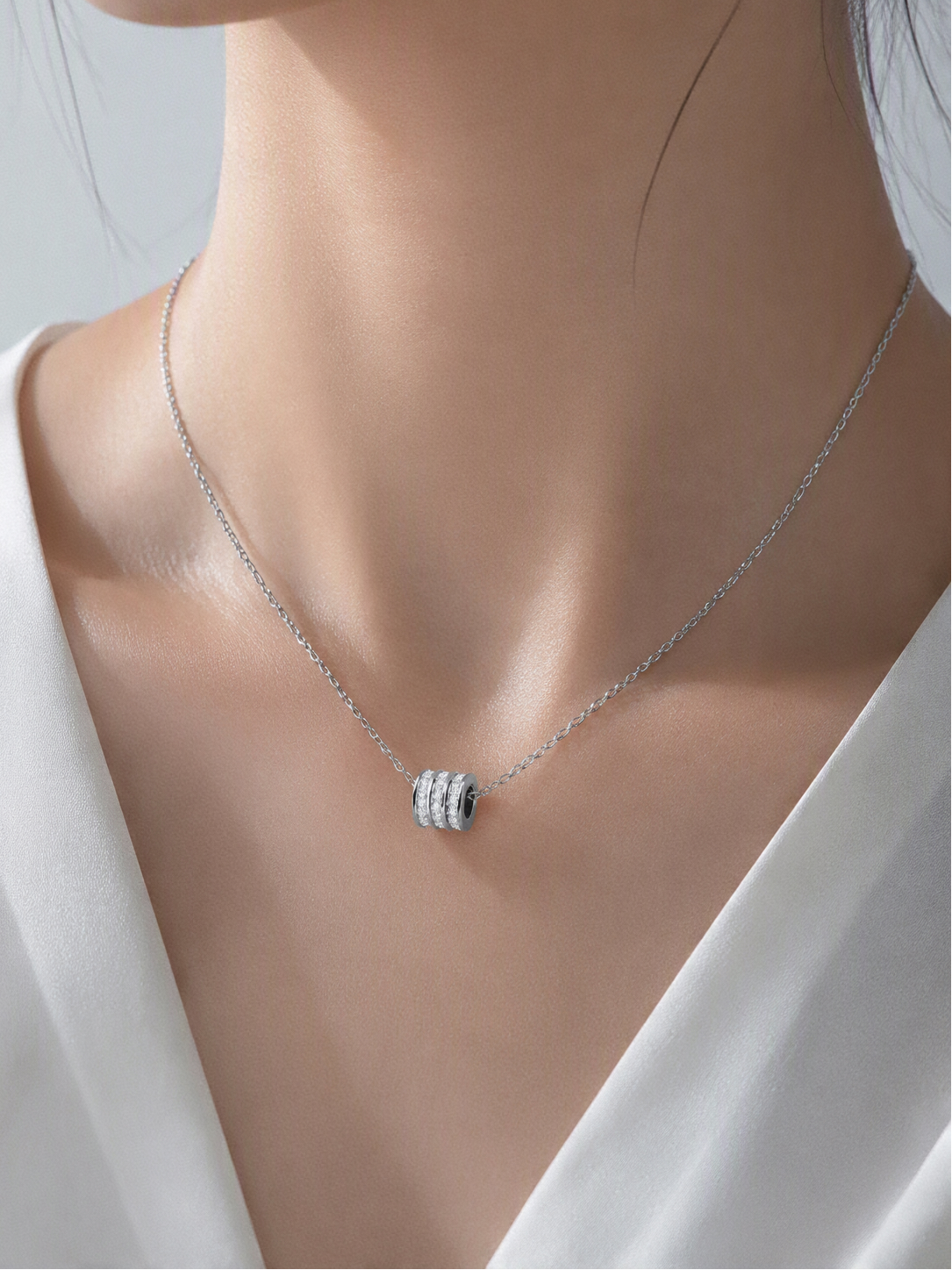 Collier Barillet Triple Anneau - Acier Inoxydable